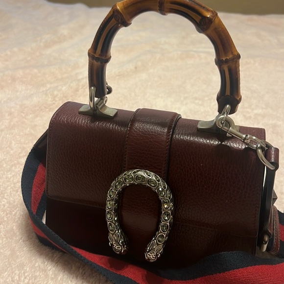 Gucci GG bamboo handle bag mini burgundy Dyno - Picture 8 of 10